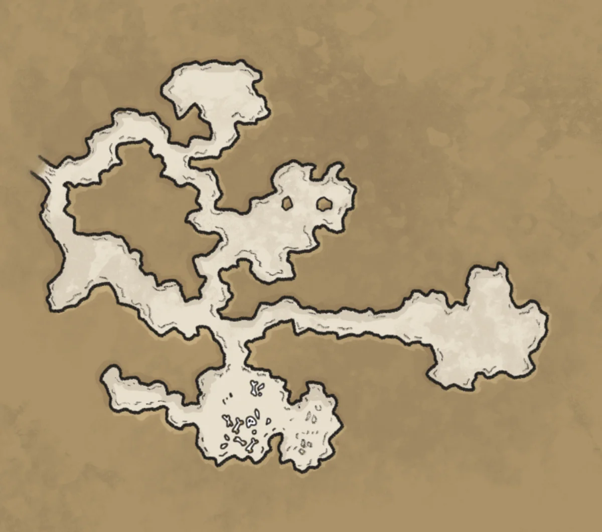 A hand-drawn cavern map made in the map editor