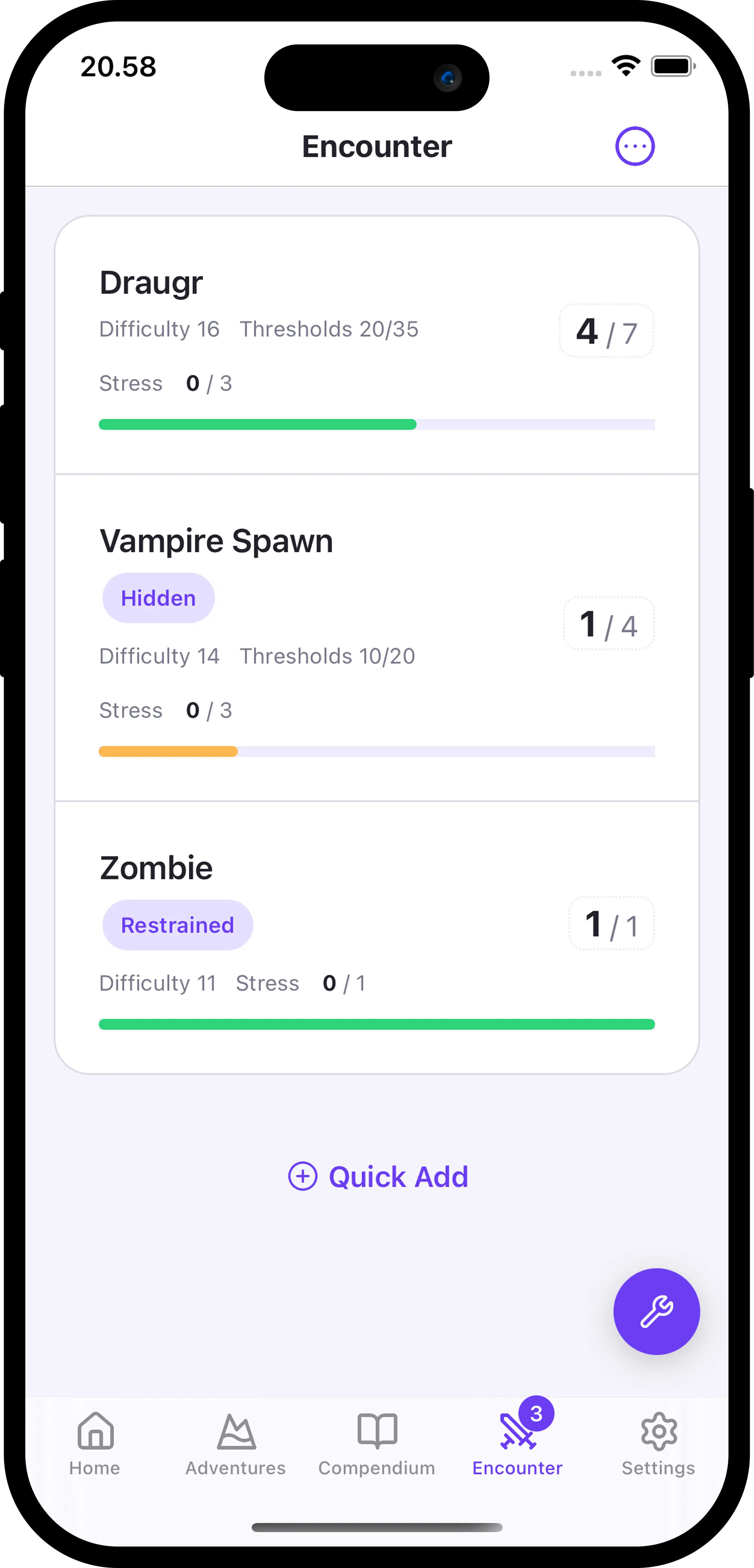 Encounter Tracking in Heartforge