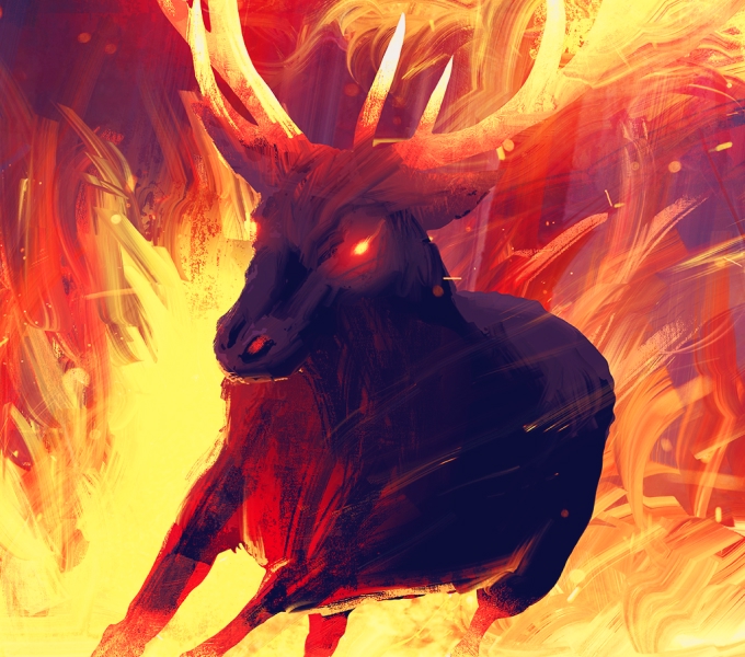 Cinderhorn Stag fantasy artwork